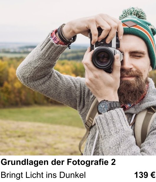 Kreativer Fotoworkshop Aufbaukurs Fotografie Teil 2 in Kiel