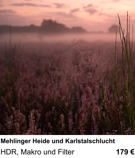 Kompakter Foto-Workshop rund um Mehlinger Heide und Karlstalschlucht: HDR, Makro und Filter